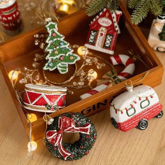 Christmas Colored Shaped Ball Christmas Tree Decor Pendant Christmas Gift Bag Car House Snowman Garland Pendant Christmas Decor