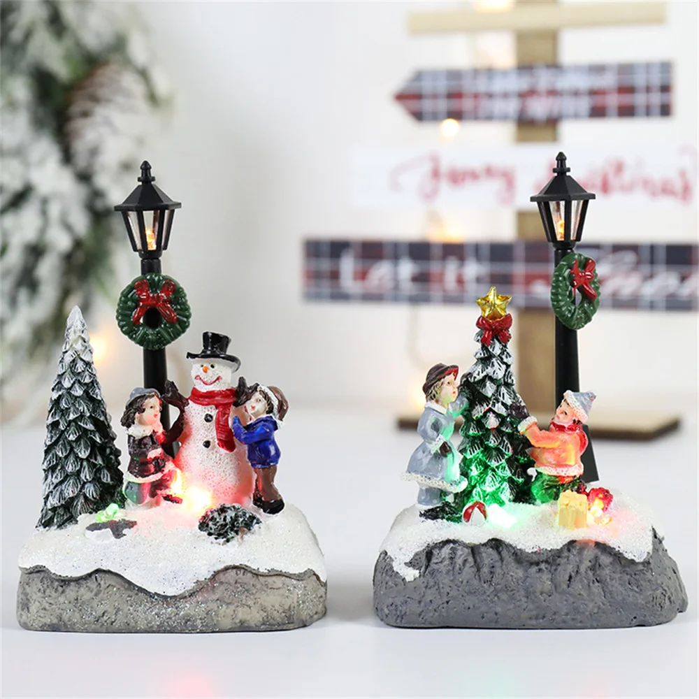 Enchanting Glowing Christmas Village Resin Ornament - Charming Tree House Figurine for Festive Home Decor