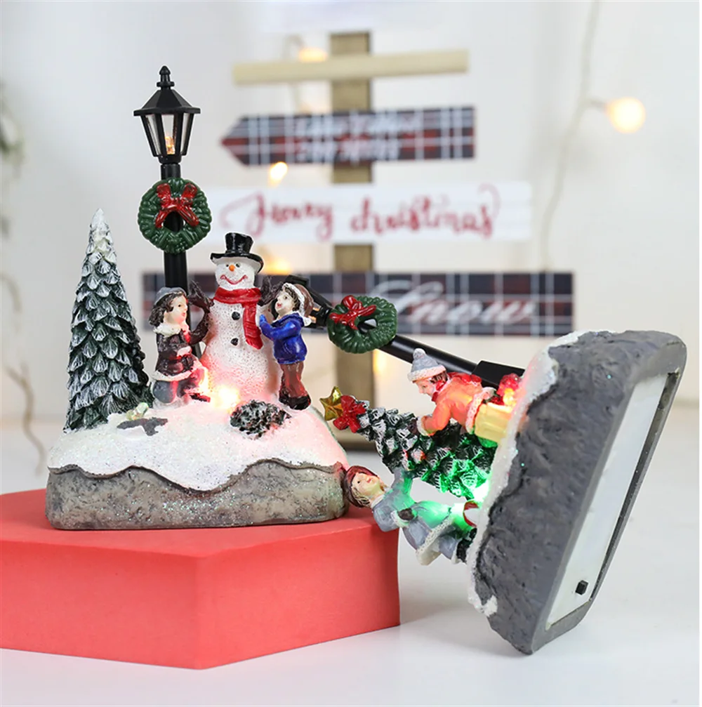 Enchanting Glowing Christmas Village Resin Ornament - Charming Tree House Figurine for Festive Home Decor