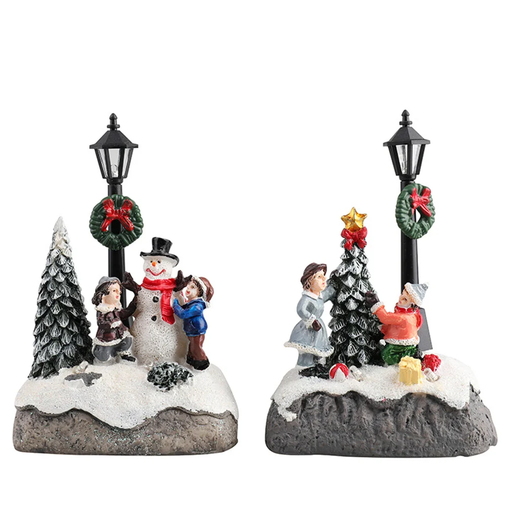Enchanting Glowing Christmas Village Resin Ornament - Charming Tree House Figurine for Festive Home Decor