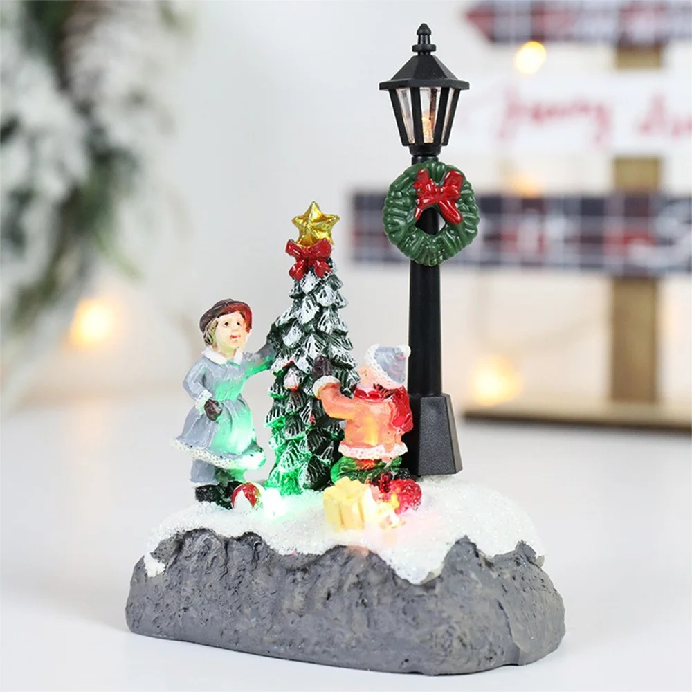 Enchanting Glowing Christmas Village Resin Ornament - Charming Tree House Figurine for Festive Home Decor