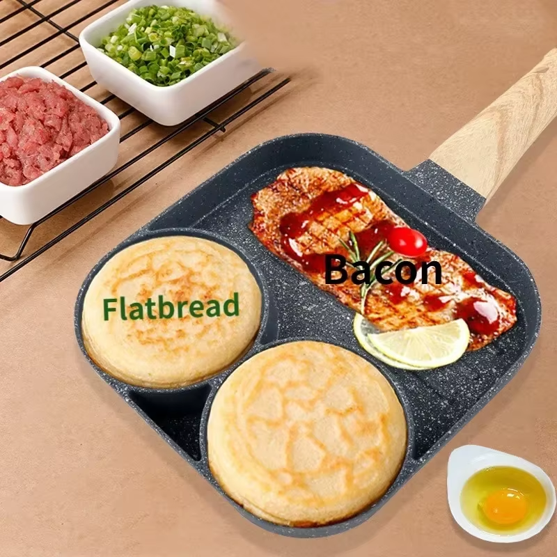 Four-Hole Omelette  Frying Pan with Non-Stick Flat-Bottom sections