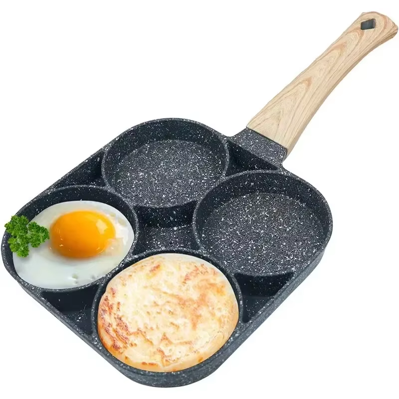 Four-Hole Omelette  Frying Pan with Non-Stick Flat-Bottom sections