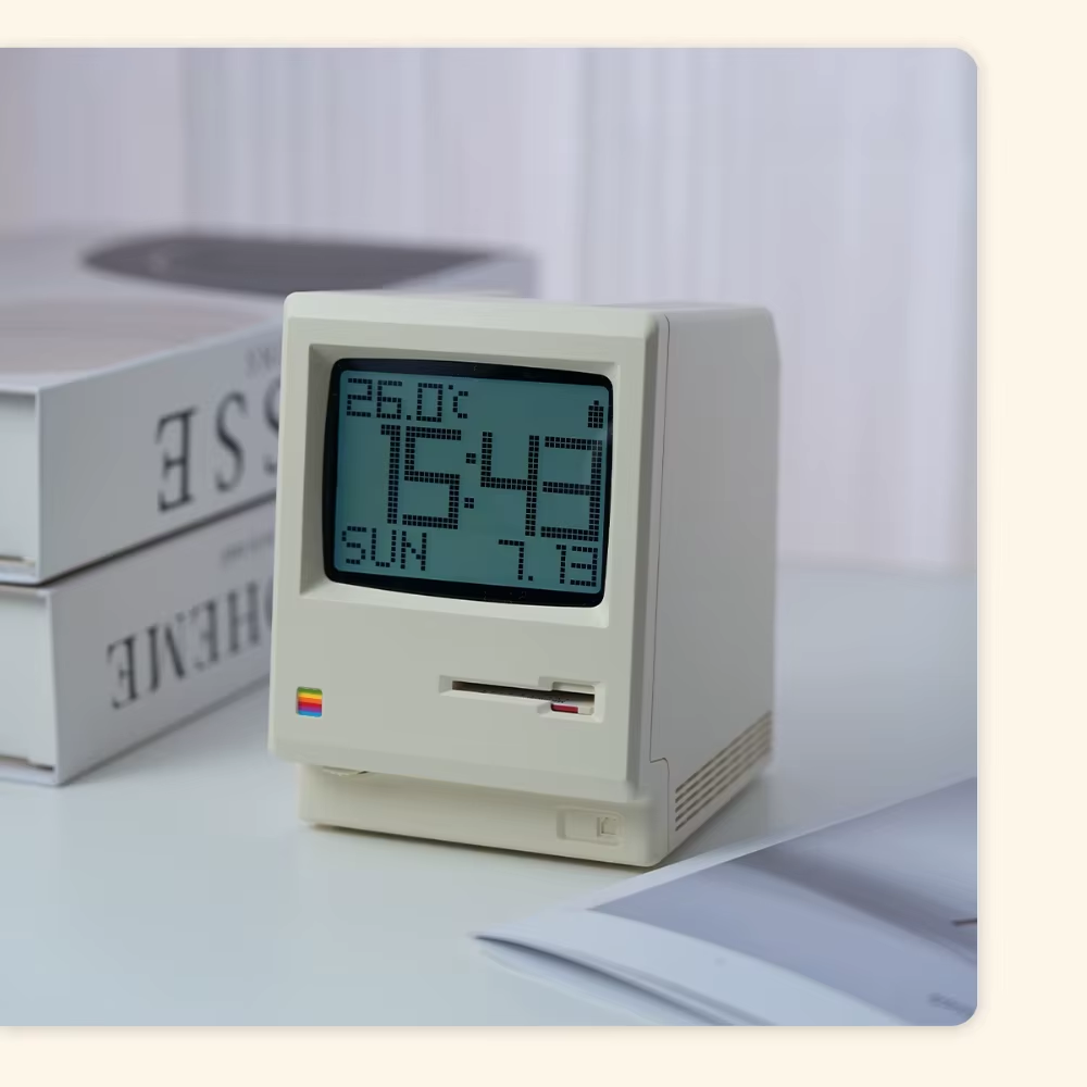 Retro Clock Creativity Maclock Alarm Clock Student Specific Wake up Artifact Desktop Decor Electronic Display Alarm Clock