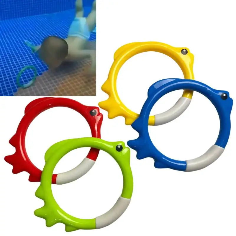 4Pcs Underwater Swim Training Gear With Fish-Shaped Retrieval Rings Diving Rings Set Floatable PVC Pool Toys For Adults/Kids