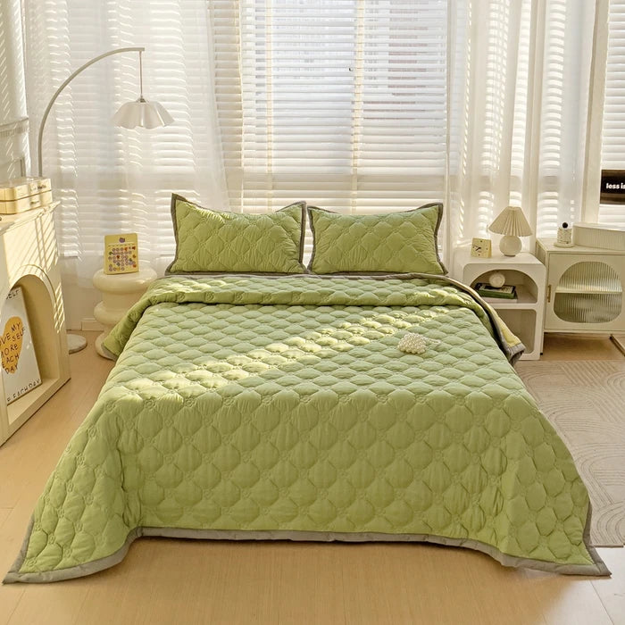 Quilted Bedspread Plaid Style Bed - Linen