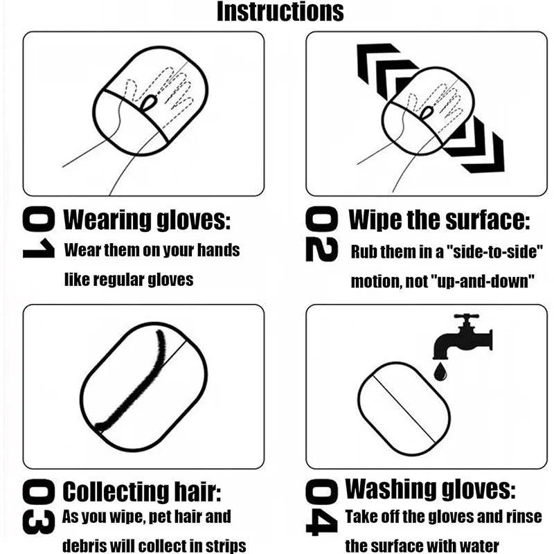 Hot pet hair removal tools reusable gloves, pet double-sided beauty gloves, carpet removal pet fur hair pet supplies