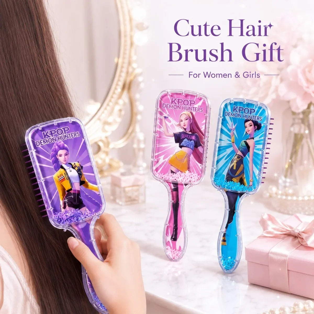 Cute Cartoon Comb Anti Slip Detangling Hair Brush