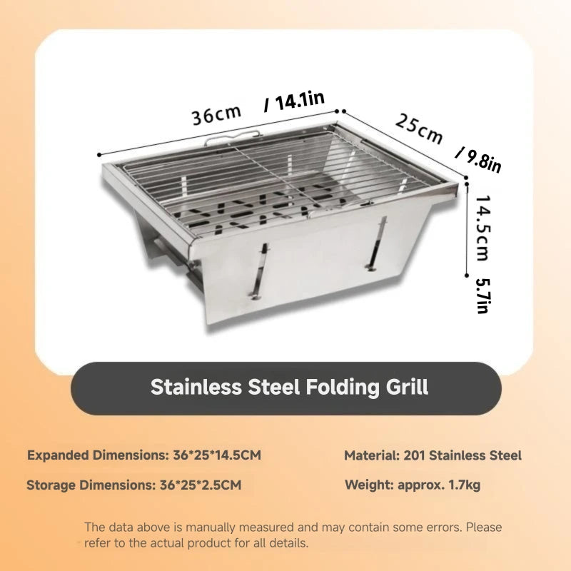 WESTTUNE IGT Barbecue Grill Folding Charcoal Firewood Stove Heater Portable Camping Picnic Cookware Stainless Steel BBQ Rack
