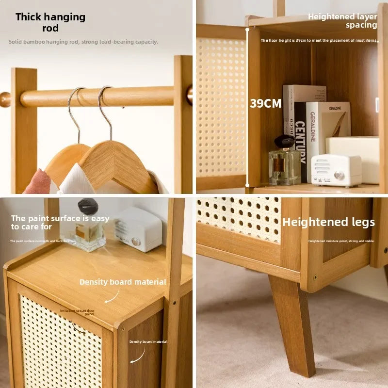 Small apartment solid wood Bedroom Unit with drawers and integrated hanger section