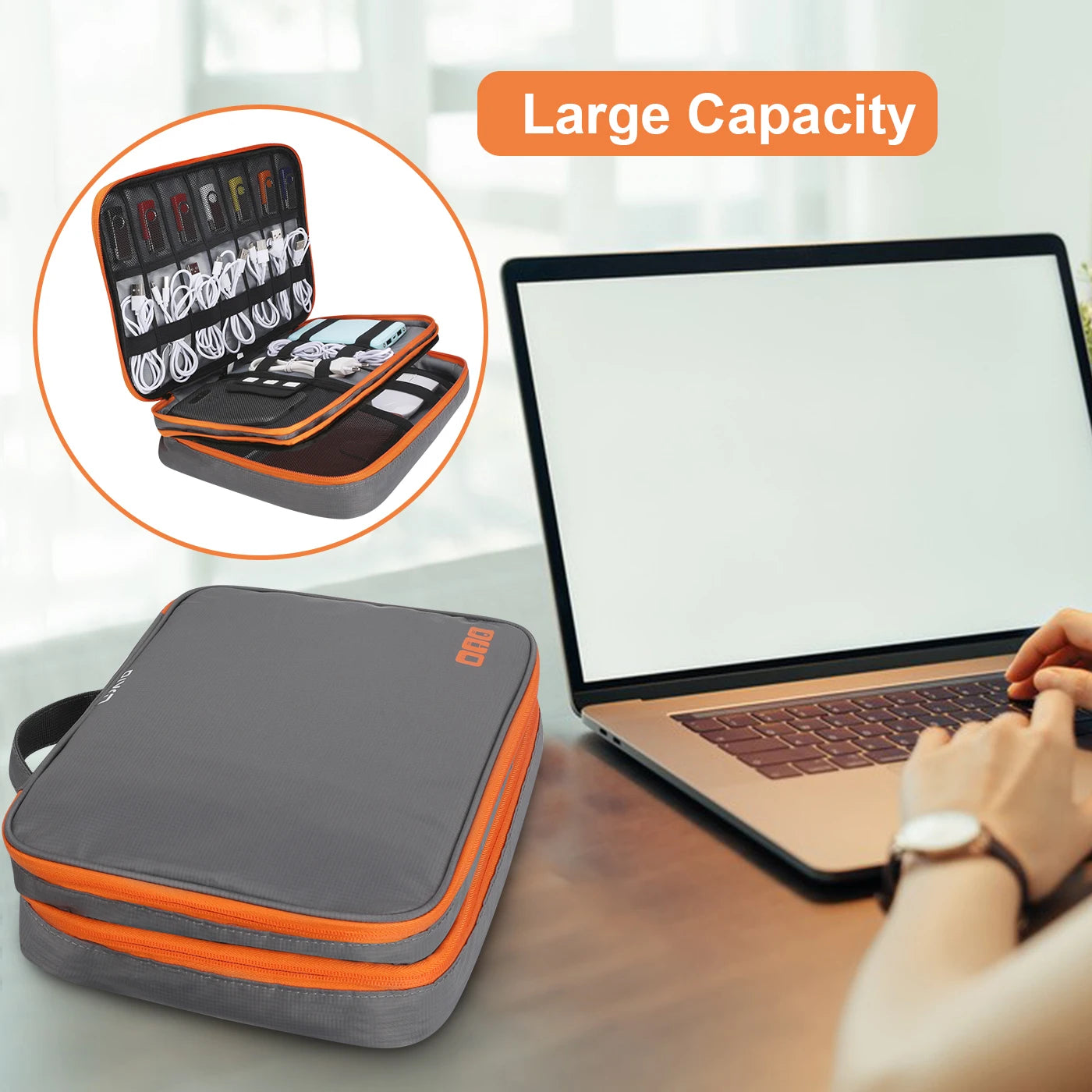 Portable Electronic Accessories Travel case,Cable Organizer Bag Gadget Carry Bag for iPad,Cables,Power,USB Flash Drive, Charger