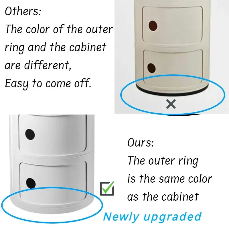 Creative Plastic Bedside Table - Modern Minimalist Round Storage Cabinet