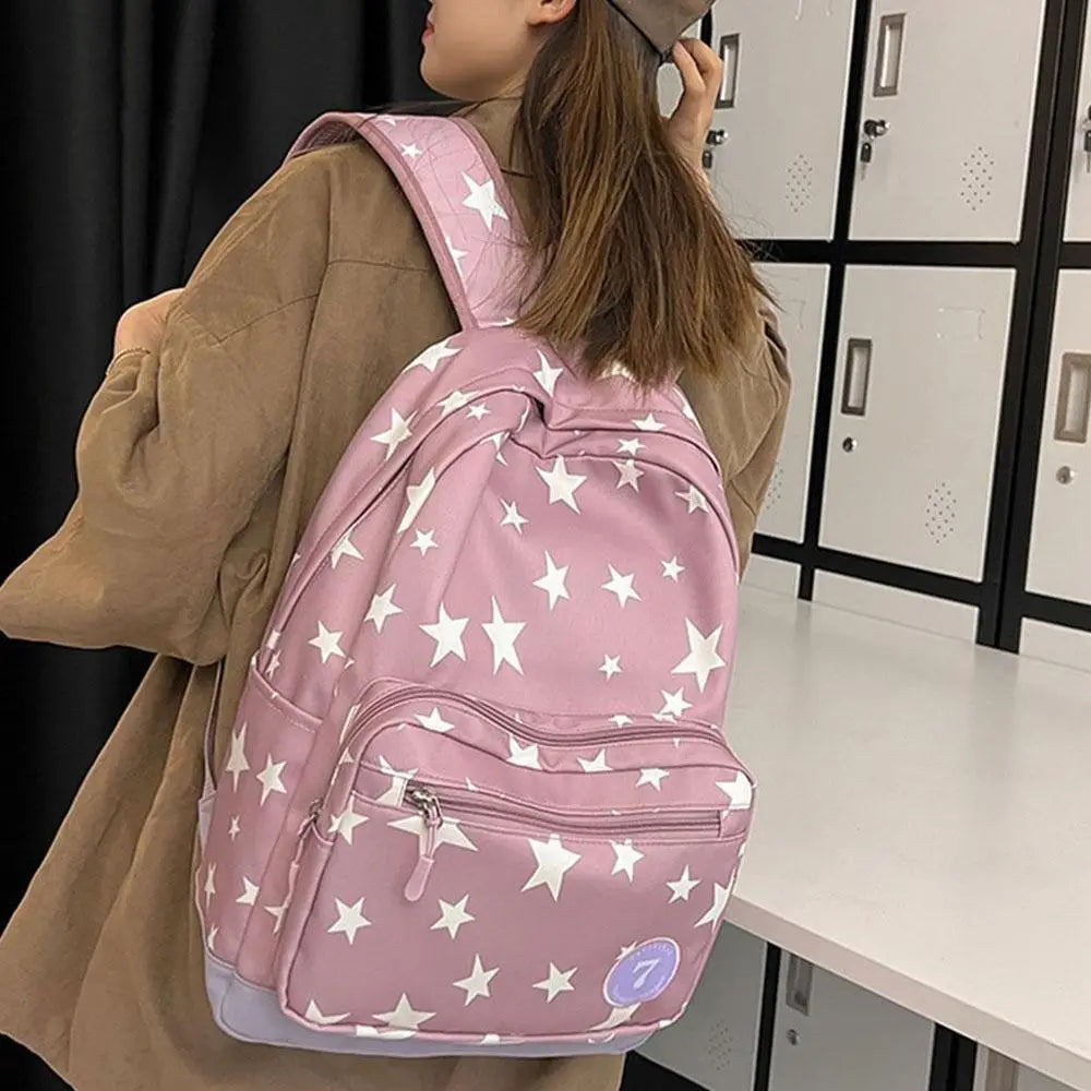 Star School Rucksack Korean Style Large Capacity Travel Backpack Nylon Travel Bag Student Back To School Casual Bookbag