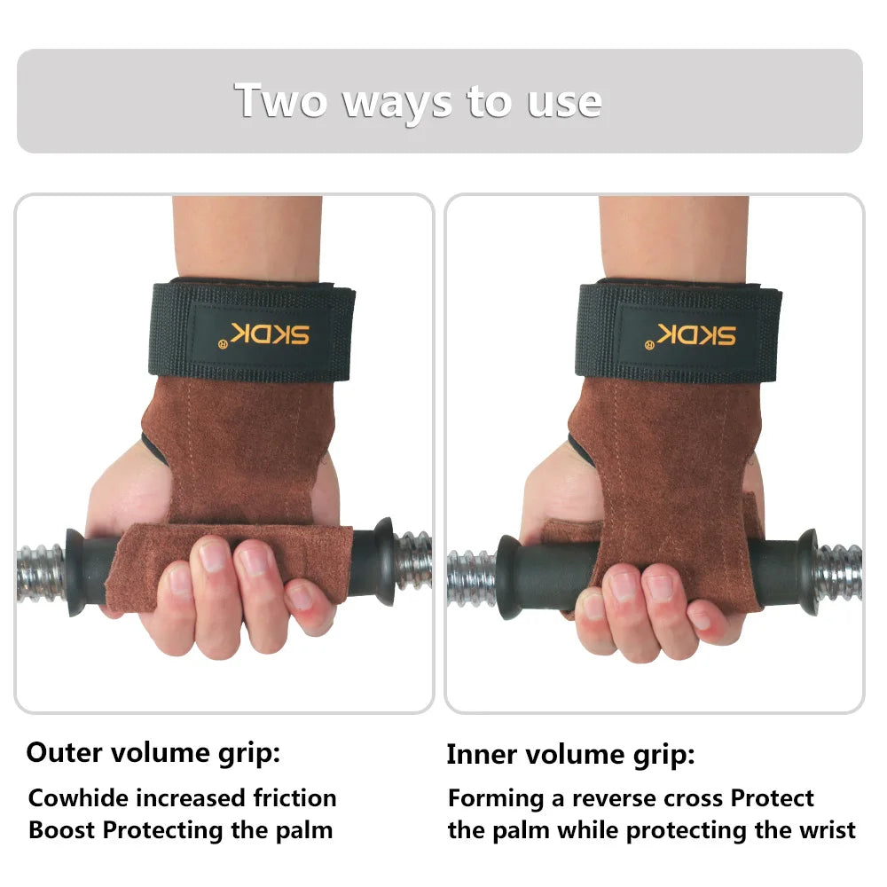 Gym Grips Cowhide Palm Guards Weightlifting Gloves - Unisex