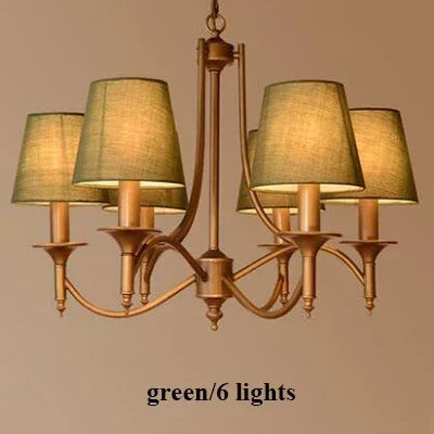 Modern Bronze Metal Led Chandelier Lighting Living Room Decor Led Pendant Chandeliers Lamp Fabric Hanging Light Fixture Lamparas