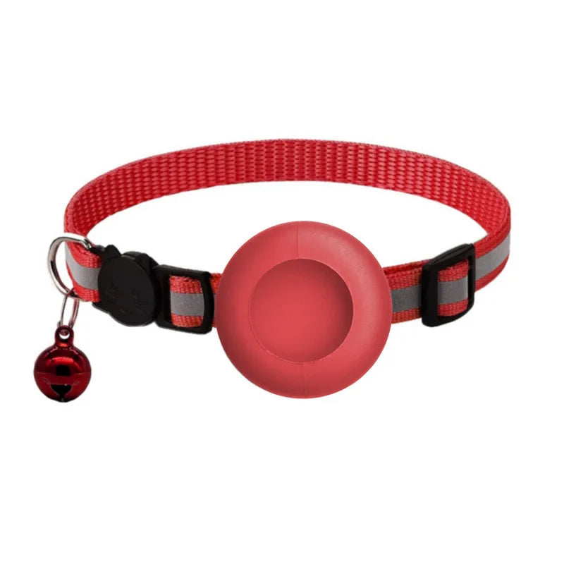 Airtag Cat Collar, Reflective Breakaway Safety Buckle with Bell, Adjustable Anti-Lost GPS Collar Holder for Kittens Puppies