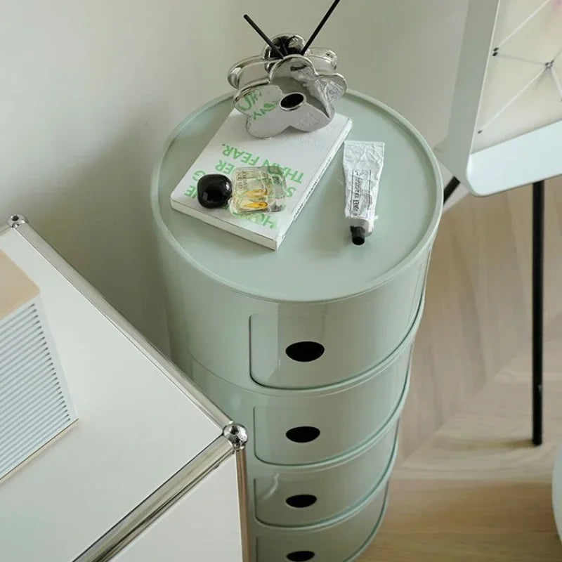 Creative Plastic Bedside Table - Modern Minimalist Round Storage Cabinet