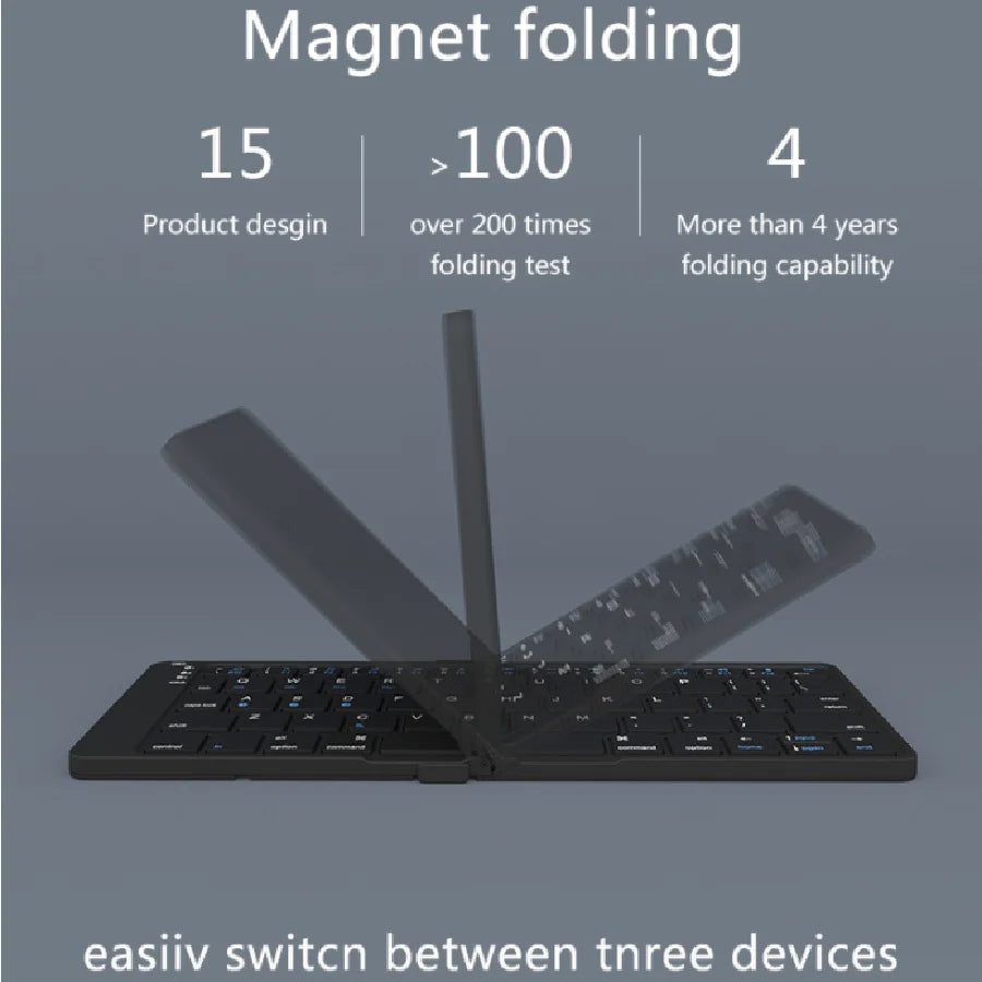 BOW Foldable Bluetooth Keyboard Rechargeable Wireless Keyboard  Folding 2.4G Keyboard for iPhone ipad Laptop Desktop