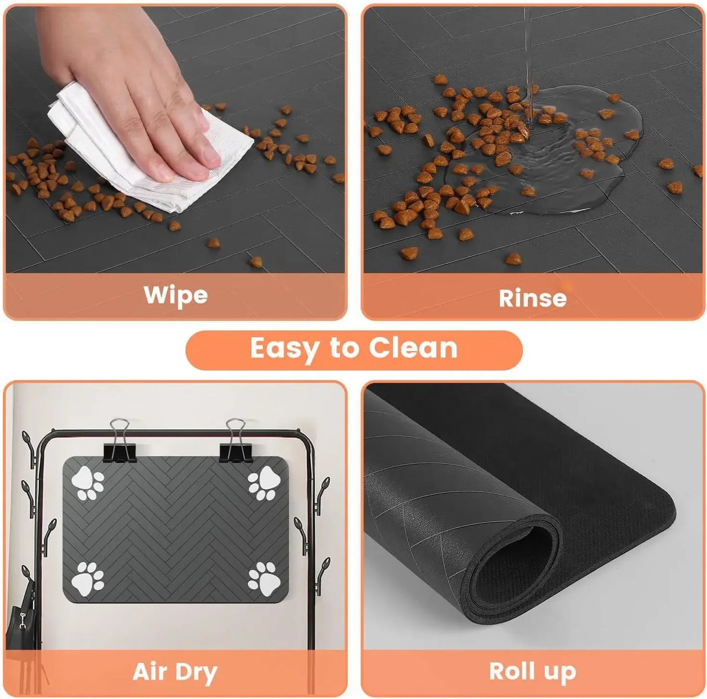 Absorbent Pet Feeding Mat, Waterproof Placemat for Dog & Cat Food & Water Bowls