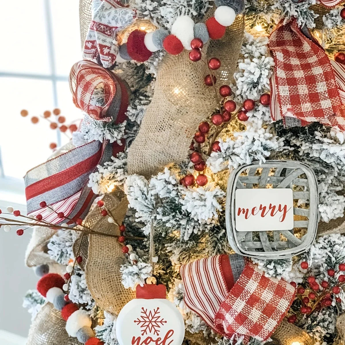 Red White Check Ribbon Gift Packaging & Christmas Tree Bow Decoration