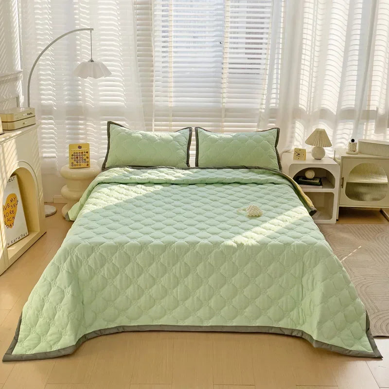 Quilted Bedspread Plaid Style Bed - Linen