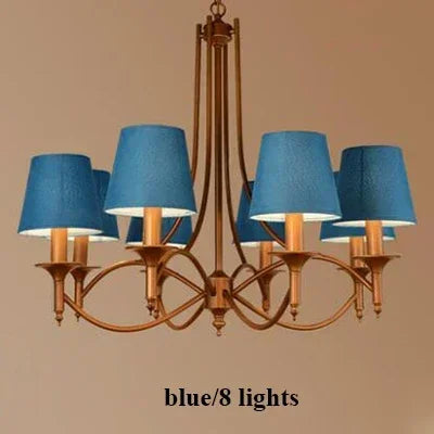 Modern Bronze Metal Led Chandelier Lighting Living Room Decor Led Pendant Chandeliers Lamp Fabric Hanging Light Fixture Lamparas
