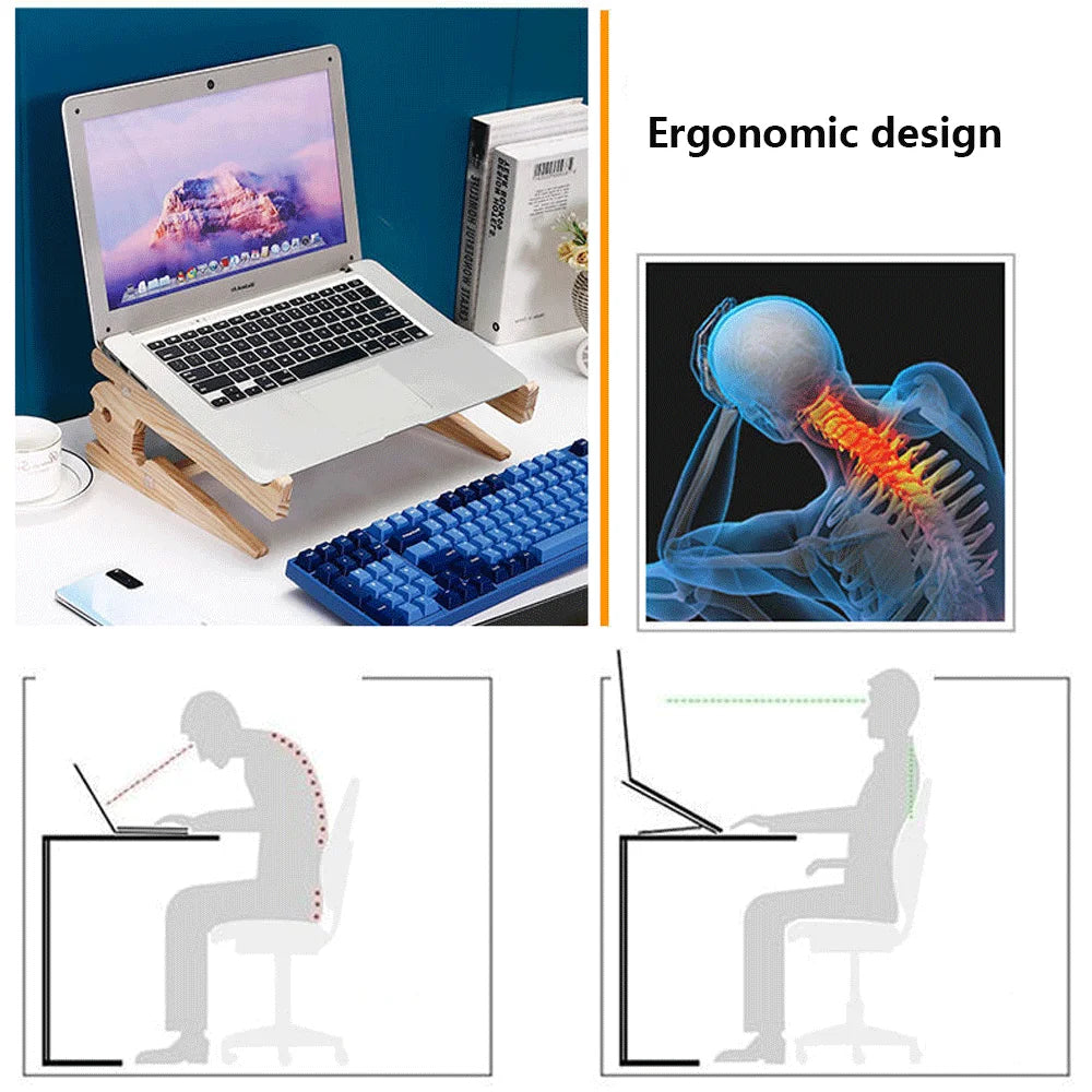 Solid Wood Laptop Stand Removable Vertical Bracket Cooling Base For Macbook Air Pro Accessories Convenient
