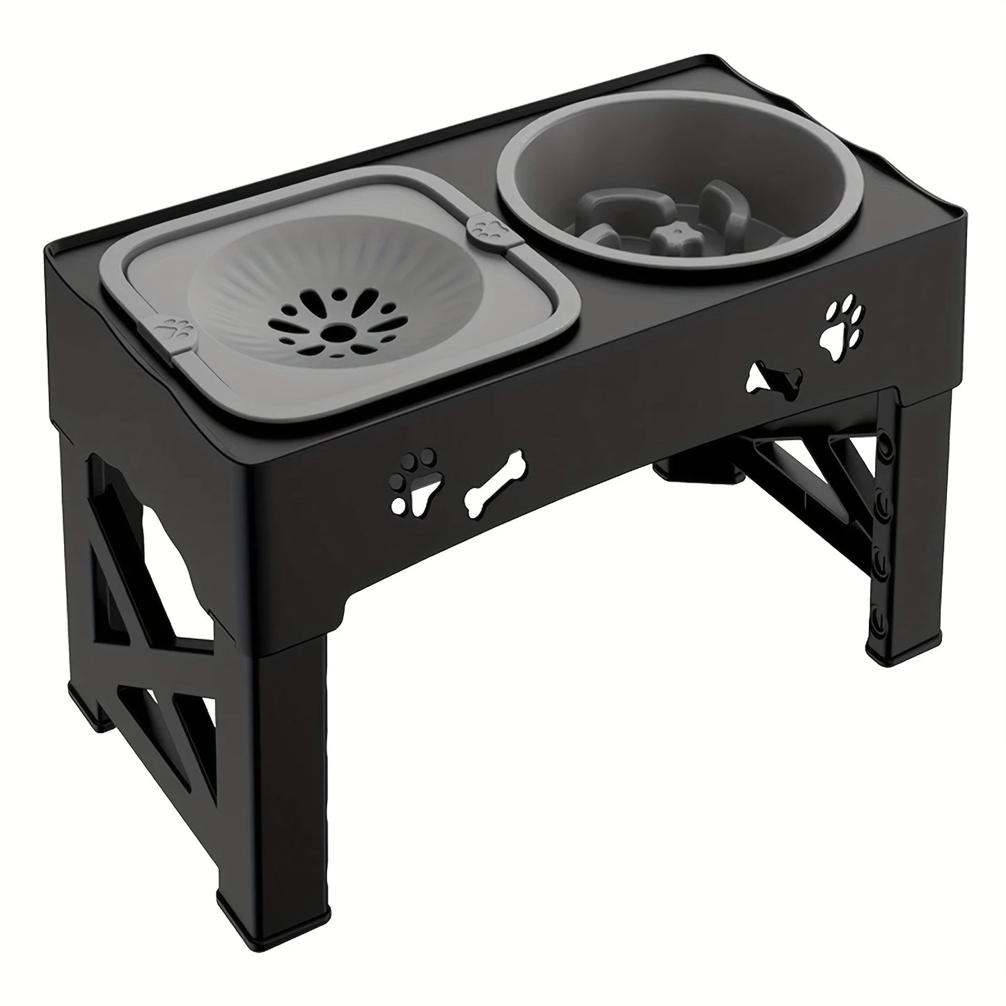 Pet Slow Feeder Bowl - Anti-Tip Design, Foldable for Travel - Dog/Cat Food Bowl