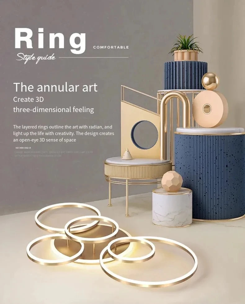 Modern LED Chandelier Ceiling Light - Round Ring Lustre