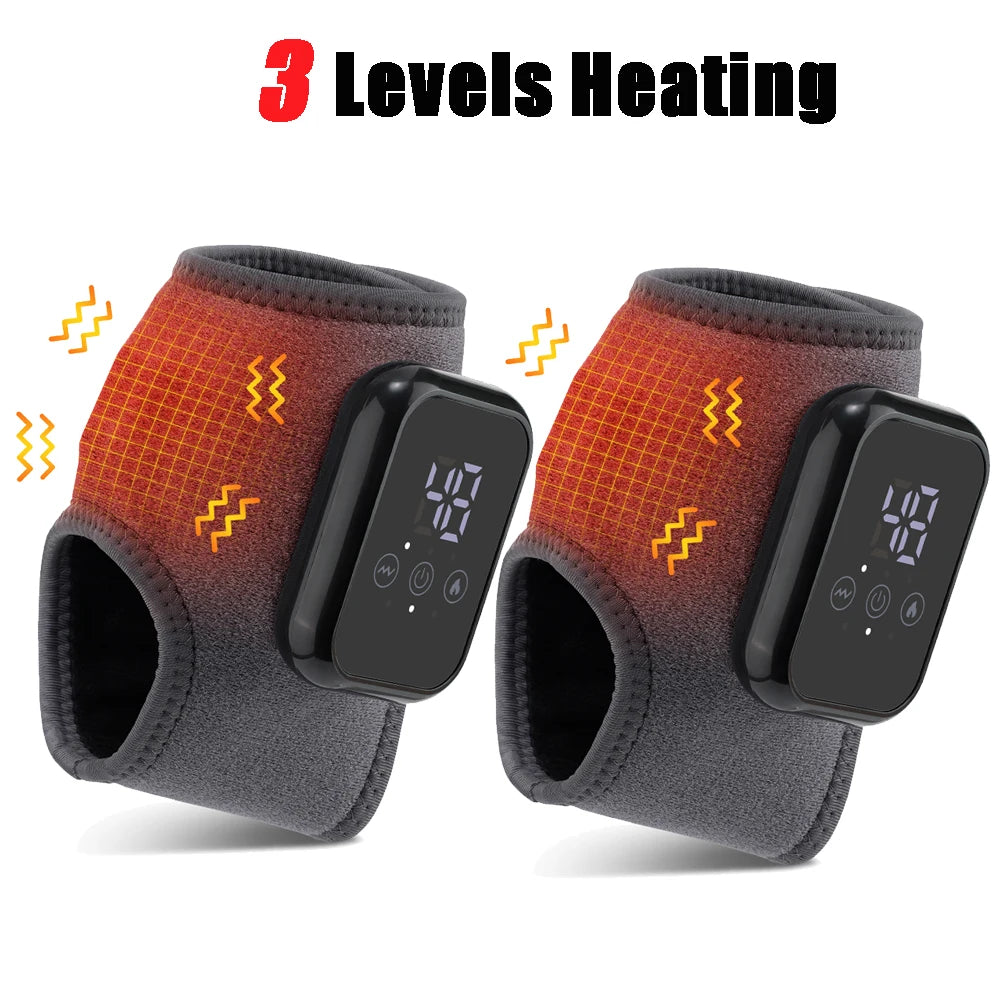 1 Pair Foot Ankle Brace Belt 3 Levels Adjustable Hot Compress Vibration Massage Foot Ankle Guard Band Carpal Tunnel Foot Protect