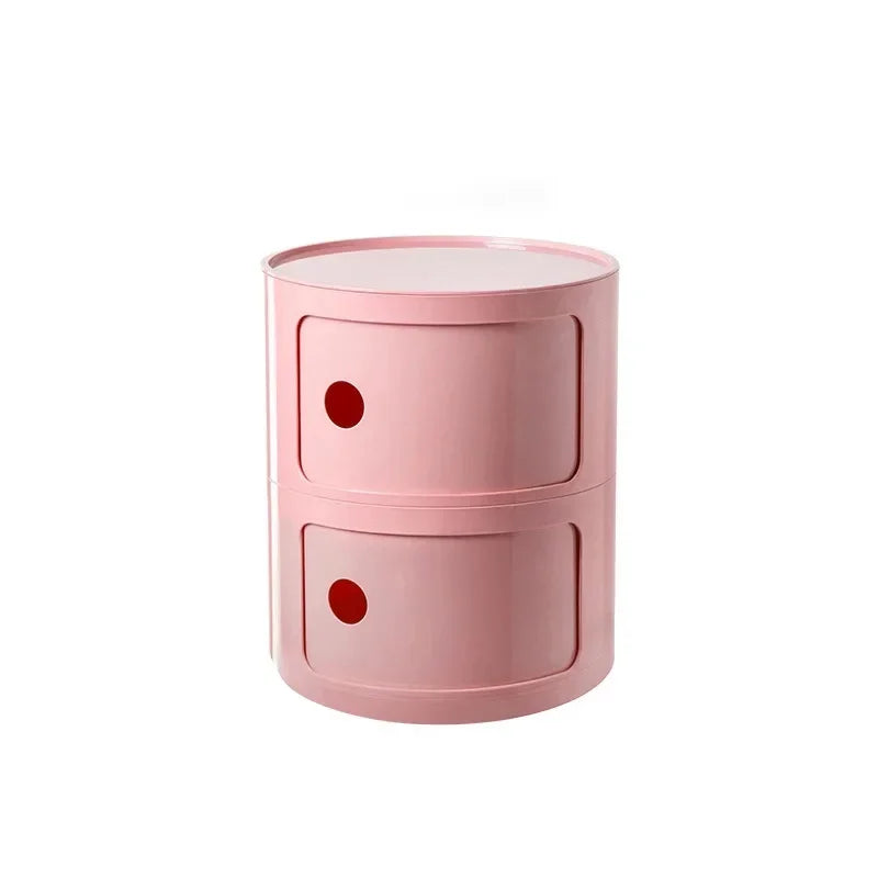 Creative Plastic Bedside Table - Modern Minimalist Round Storage Cabinet