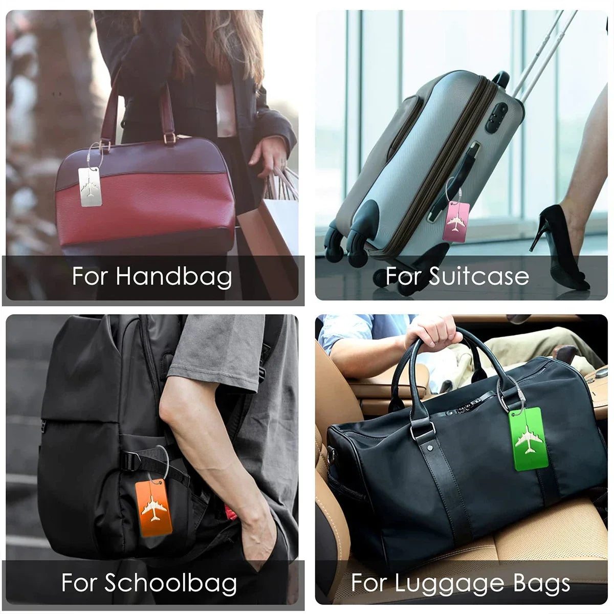 Aluminium Alloy Aircraft Luggage Tag with Name Travel Luggage Tag ID Card Anti-lost Solid Colour Travel Accessories