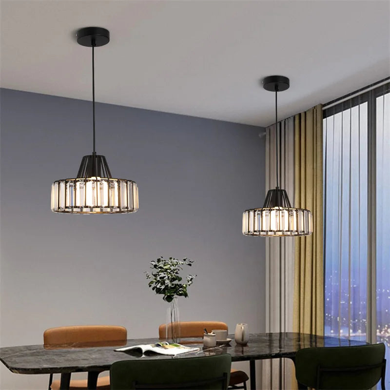 Modern Pendant Light Nordic Crystal Led Chandelier Hanging Ceiling Lamp Luxury Indoor Lustre Dining Room Kitchen Island Fixture