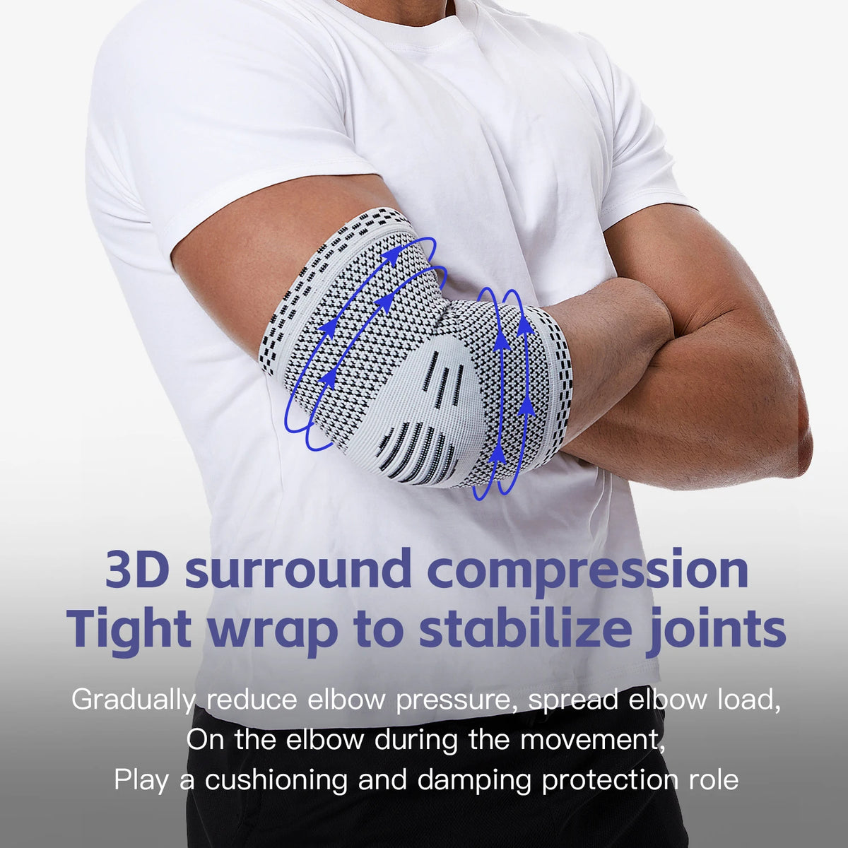 1Pcs Fitness Elbow Brace Compression Support Sleeve for Tendonitis, Tennis Elbow, Golf Treatment - Reduce Joint Pain