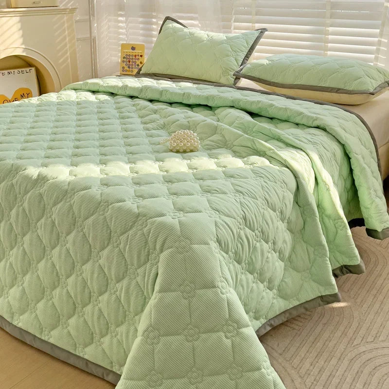 Quilted Bedspread Plaid Style Bed - Linen