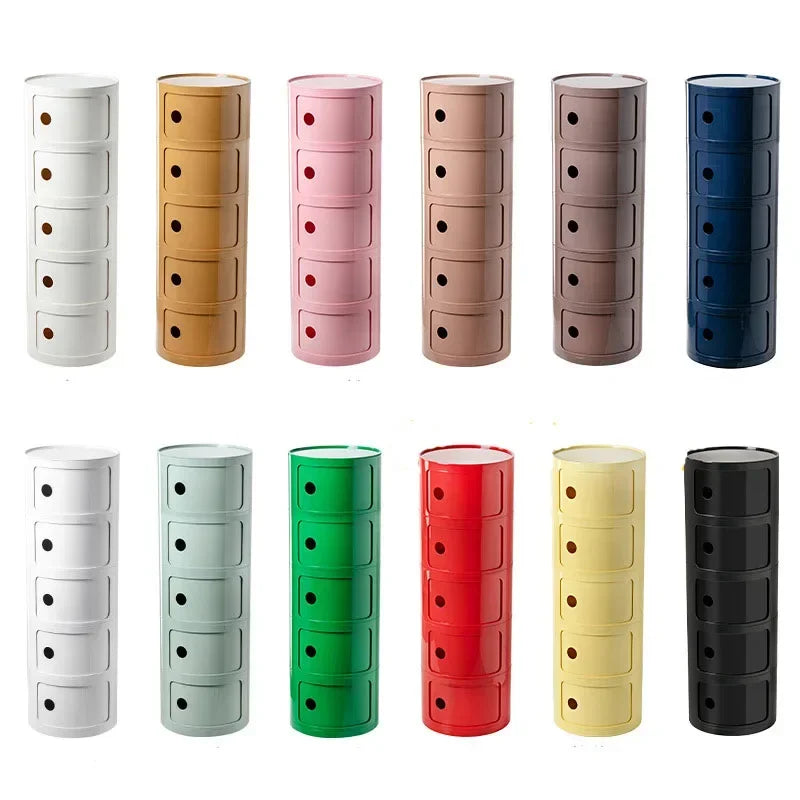 Creative Plastic Bedside Table - Modern Minimalist Round Storage Cabinet