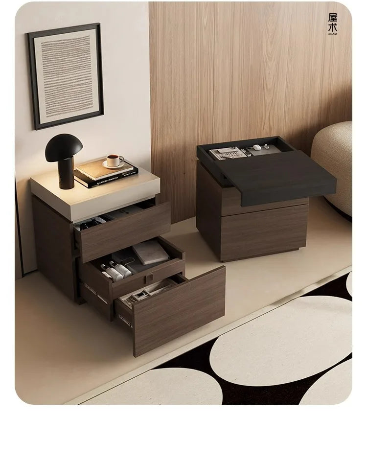 solid wood bedside cabinet multi-functional with hidden compartment