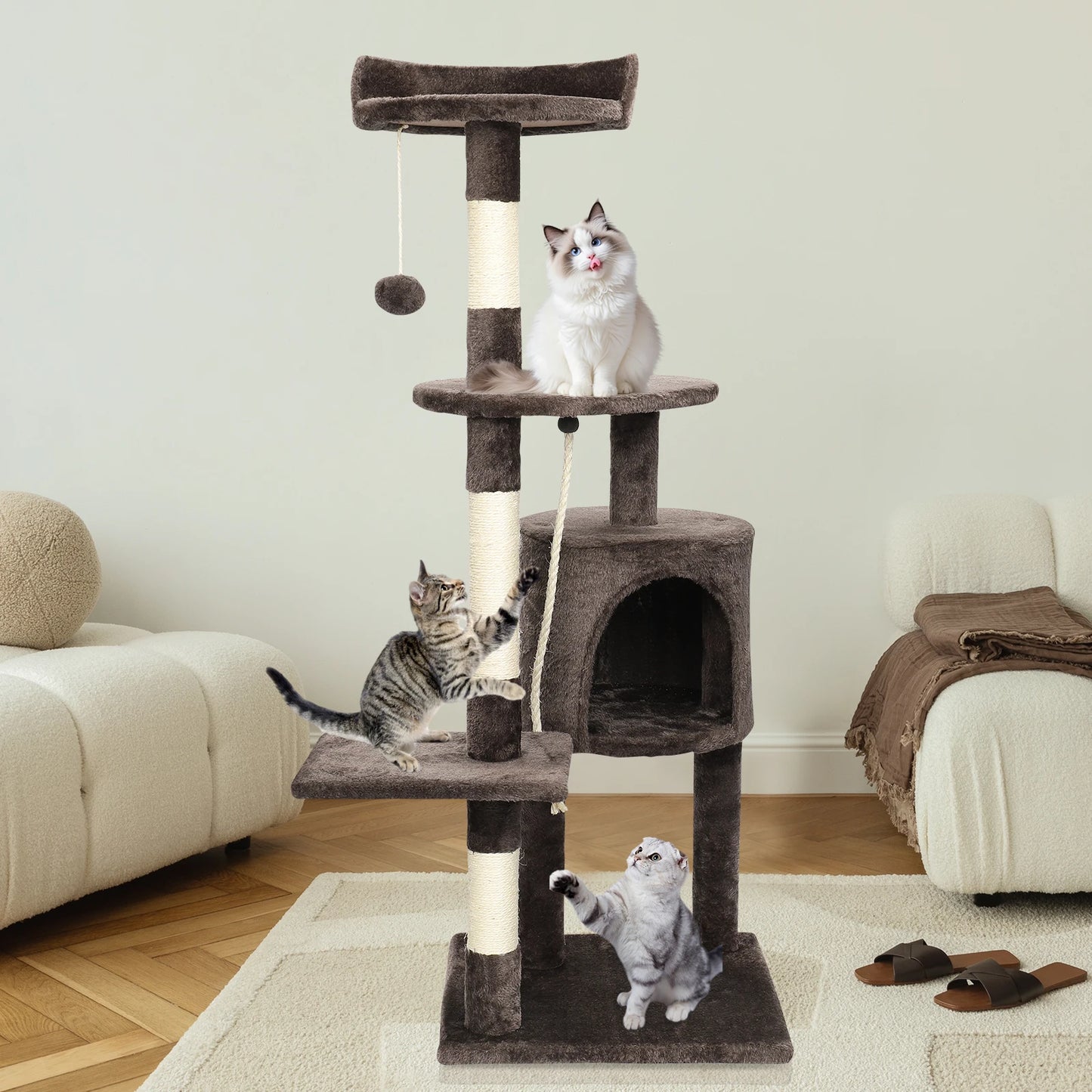 SKSBTF Cat Trees Tower Cat Climbing Frame For Indoor Cats With Scratching Posts Cat House Padded Top Perches and Condos Cat Toys