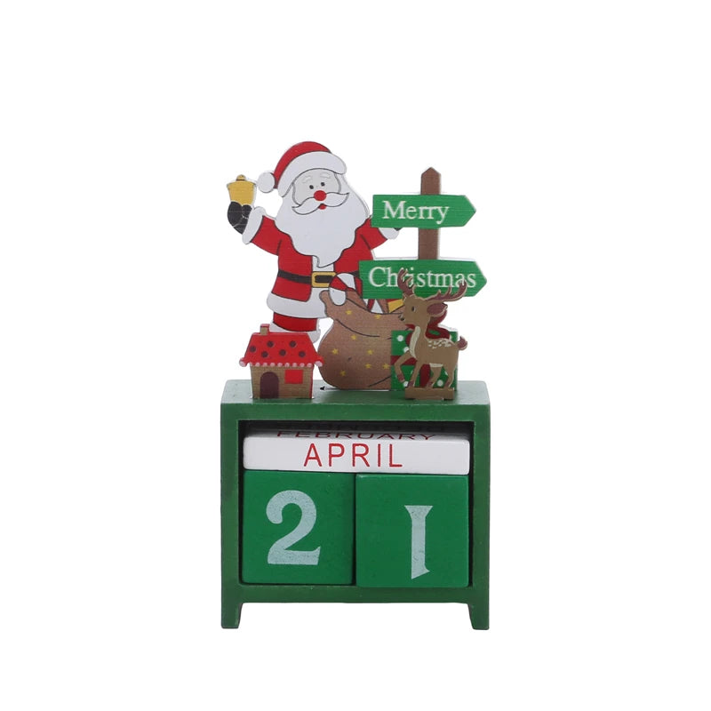 Christmas Count Down Calendar Santa Claus Elk Snowman Wooden Calendar Christmas Ornaments Desktop Decoration Gifts