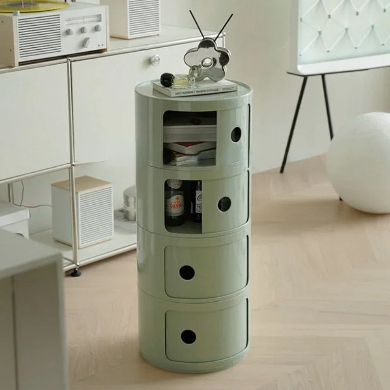 Creative Plastic Bedside Table - Modern Minimalist Round Storage Cabinet