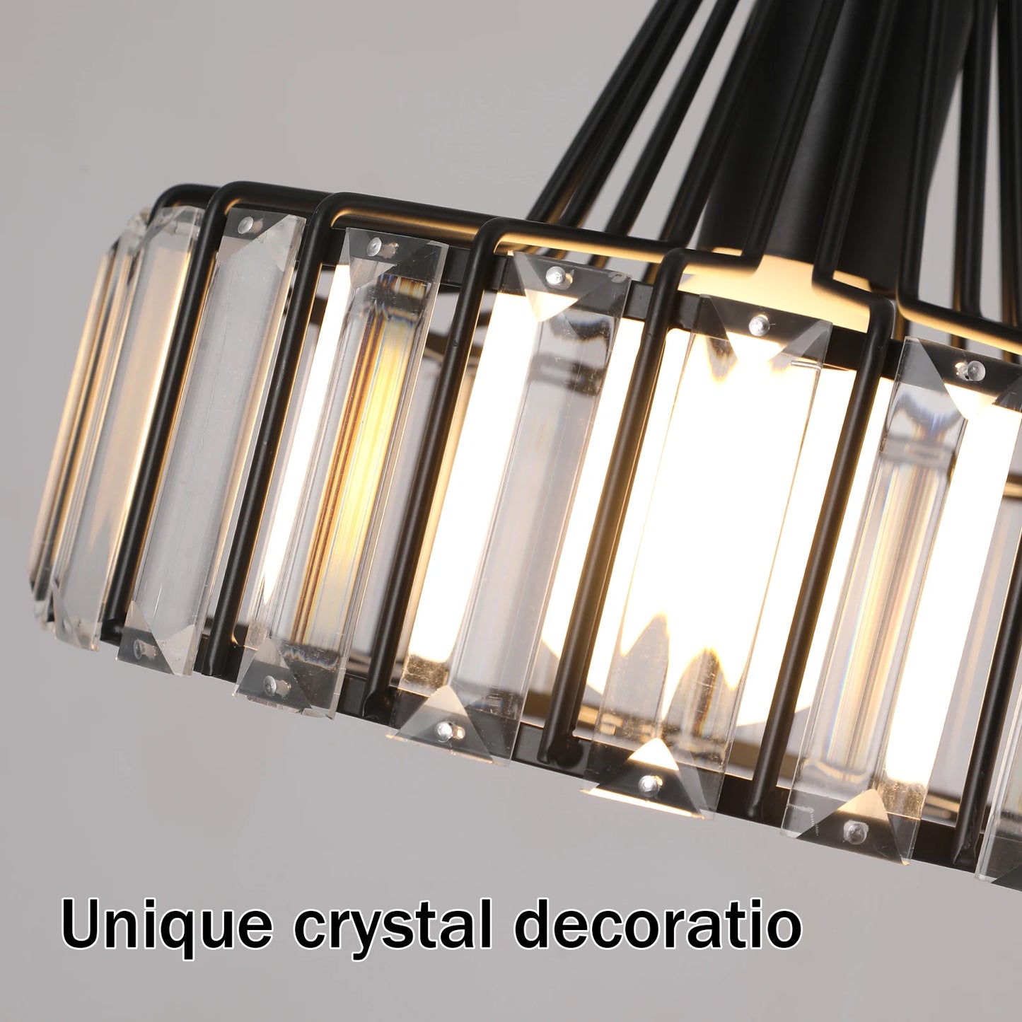 Crystal Pendant Light Modern Chandelier E27/E26 Bulb Luxury Hanging Ceiling Lamp Home Lustre Fixture Dining Table Kitchen Island