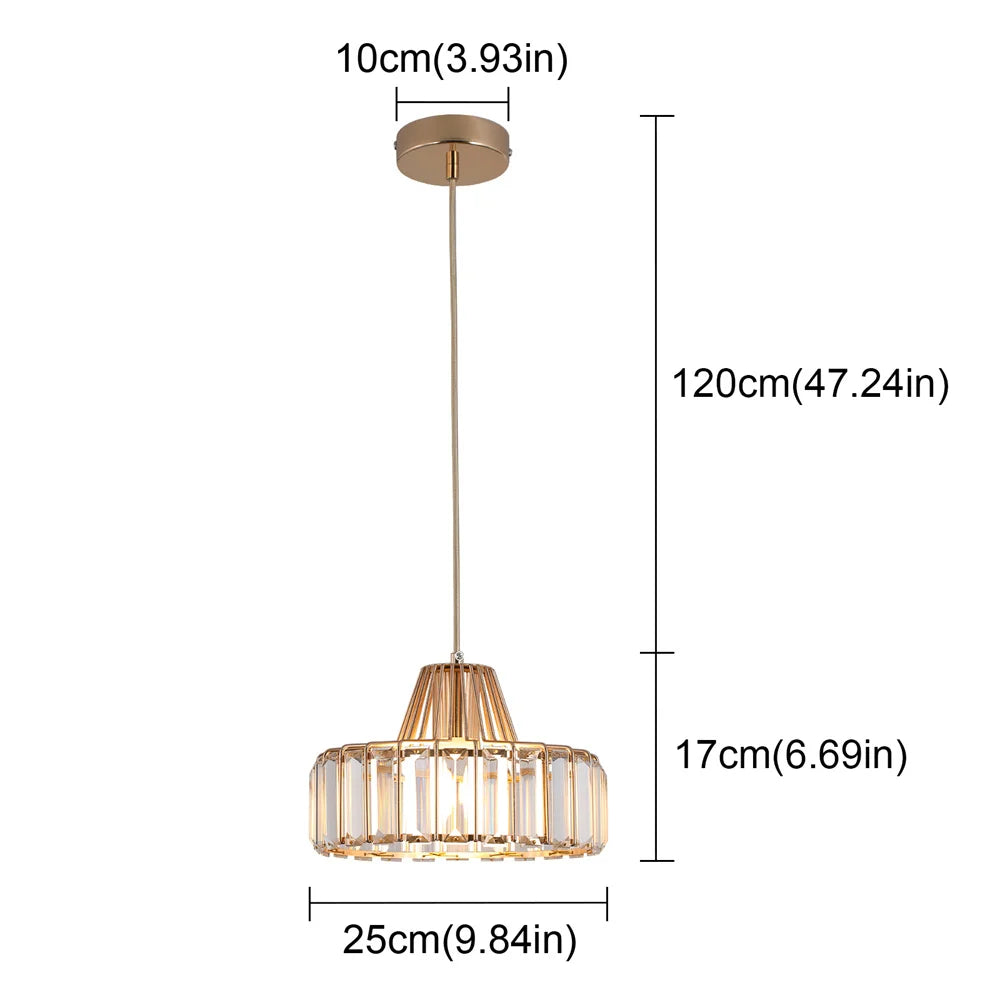 Crystal Pendant Light Modern Chandelier E27/E26 Bulb Luxury Hanging Ceiling Lamp Home Lustre Fixture Dining Table Kitchen Island
