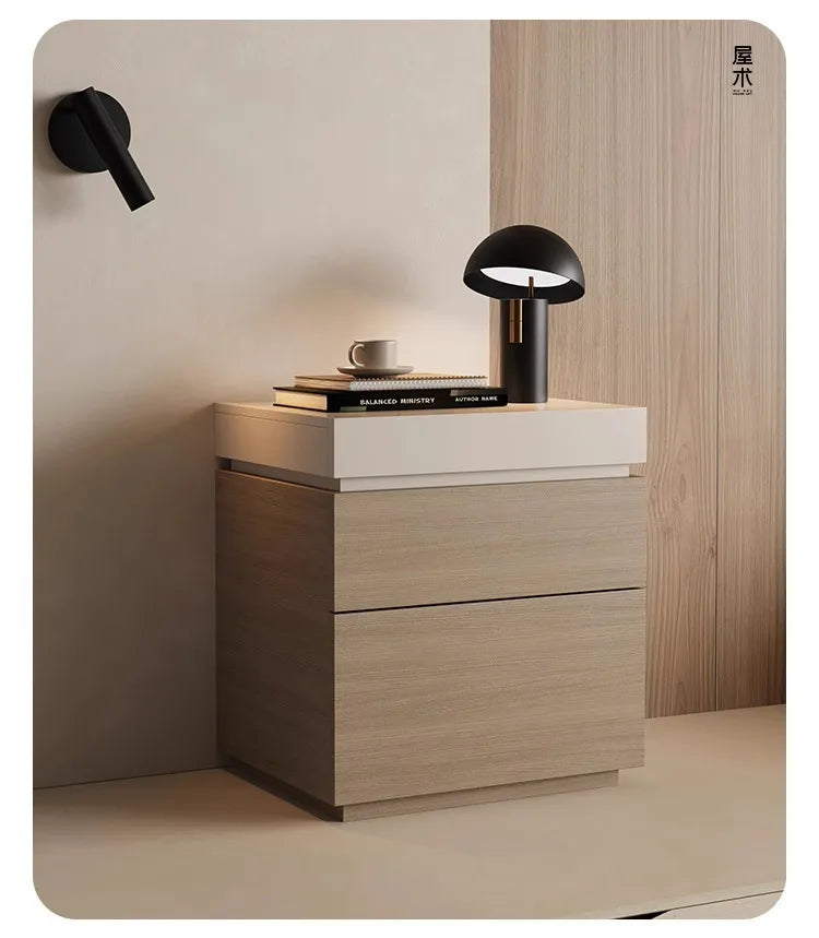 solid wood bedside cabinet multi-functional with hidden compartment