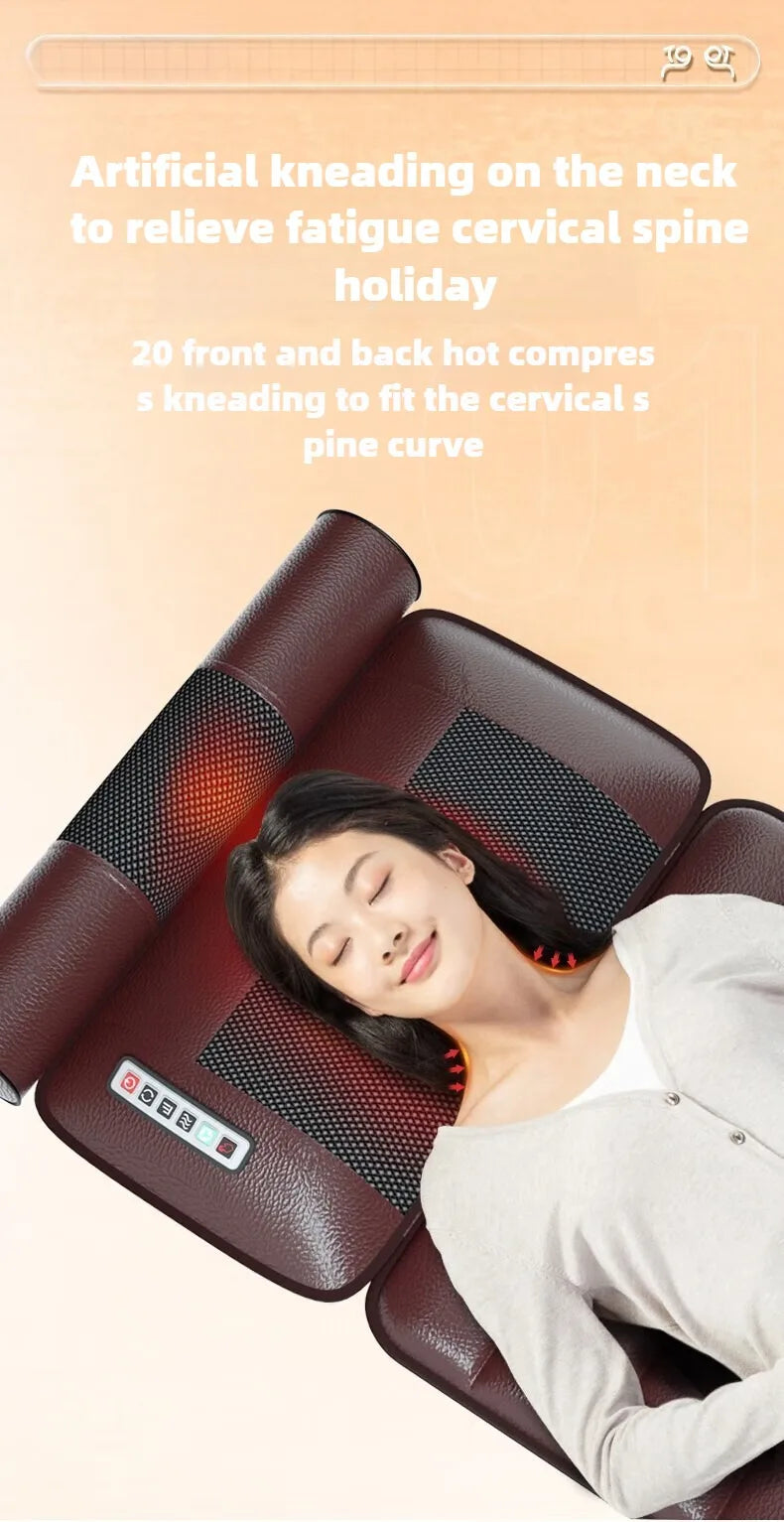 Electric Full Body Massage Mattress With Heating Hand Control Shoulder Neck Waist Airbag Back Kneading Vibration Massage Cushion