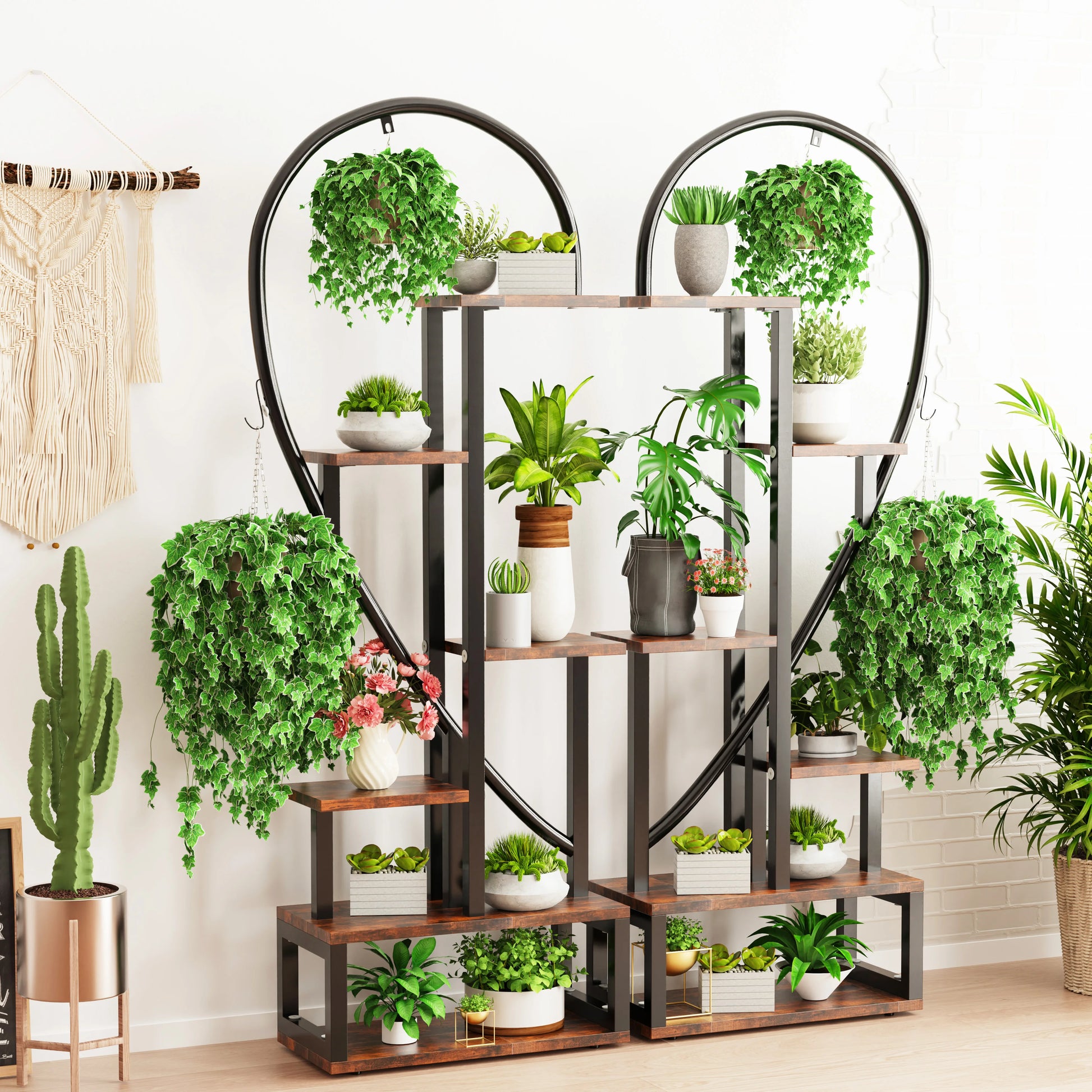 Heart Shaped Ladder Plant Stands for Indoor Plants - 6 Tier - Metal