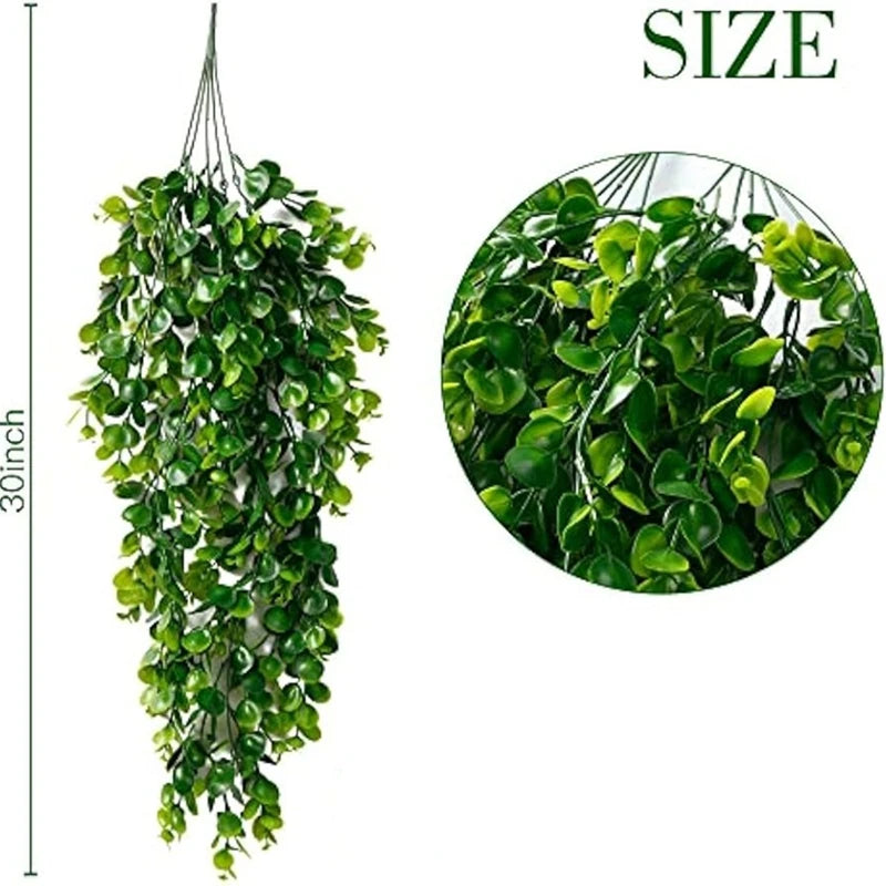Green Artificial Eucalyptus Vine Wall Hanging Fake Plants Vine for Home Room Decor Garden Wedding Decoration Outdoor Ornament