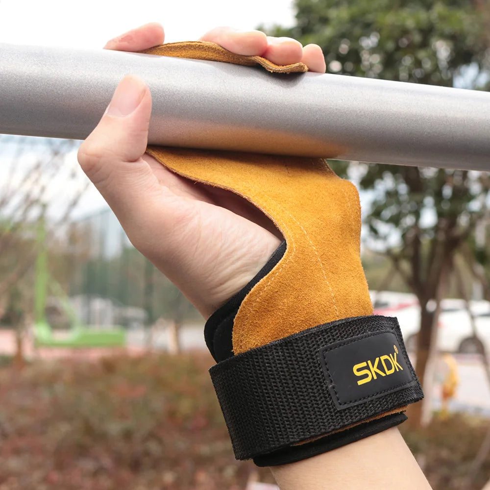 Gym Grips Cowhide Palm Guards Weightlifting Gloves - Unisex