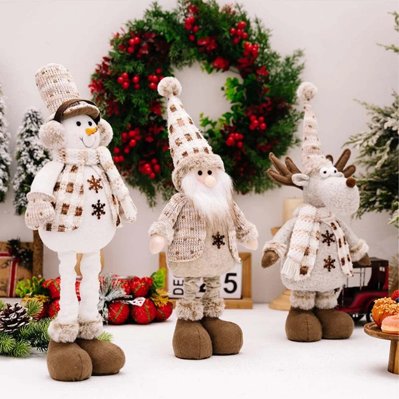 Christmas Decorations Adjustable Extendable Santa Snowman Reindeer Dolls - Indoor Tabletop Ornaments Gifts