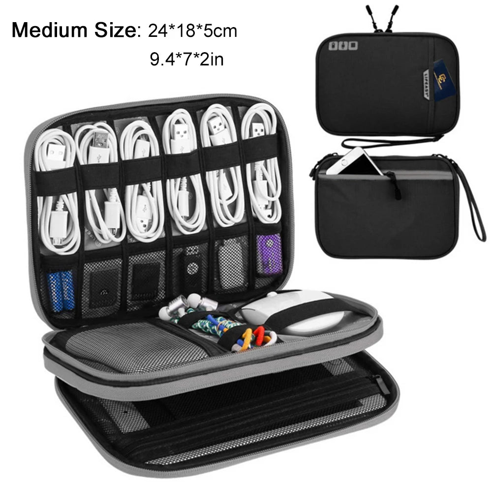 Portable Electronic Accessories Travel case,Cable Organizer Bag Gadget Carry Bag for iPad,Cables,Power,USB Flash Drive, Charger