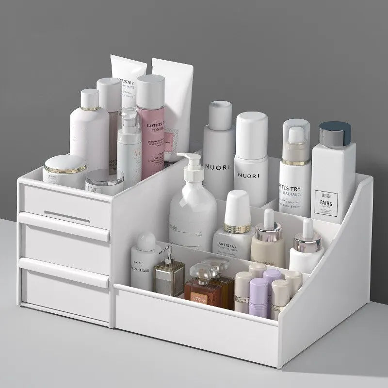 1pc White New Drawer Makeup Storage Box - Dormitory Finishing Plastic Shelf